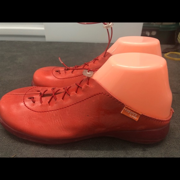 Pepa Tabarca Orange Leather Slide On Shoes Size 10 - Picture 1 of 8